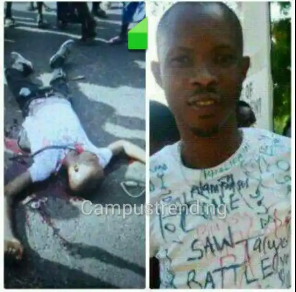 Graphic Photo: Final Year Mapoly Student Shot Dead By Suspected Cult Members Today